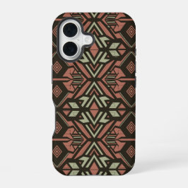 Tribal Vibes – Aardse geometrische Azteekse patroo iPhone 16 Hoesje
