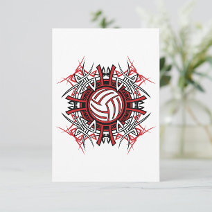 Tribal Volleybal Mandala Rode en Zwarte Sport Kaart