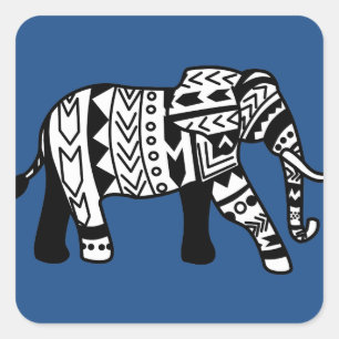 Tribal Walking Elephant Vierkante Sticker