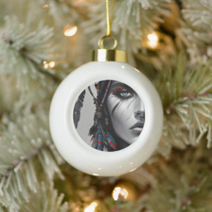 Tribal Warrior Keramische Bal Ornament