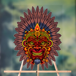 Tribal Warrior King ritueel masker Acryl Bord