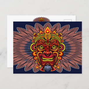 Tribal Warrior King ritueel masker Briefkaart
