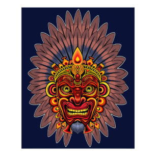 Tribal Warrior King ritueel masker Foto Afdruk