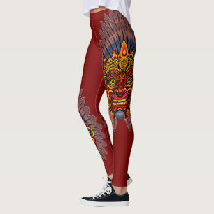 Tribal Warrior King ritueel masker Leggings