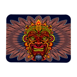 Tribal Warrior King ritueel masker Magneet