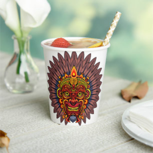 Tribal Warrior King ritueel masker Papieren Bekers