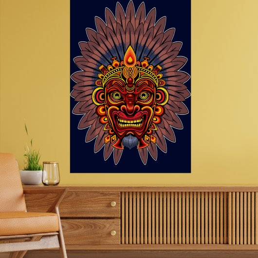 Tribal Warrior King ritueel masker Poster (Woonkamer 2)