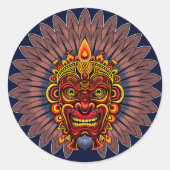Tribal Warrior King ritueel masker Ronde Sticker (Voorkant)