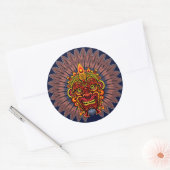 Tribal Warrior King ritueel masker Ronde Sticker (Envelop)