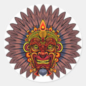 Tribal Warrior King ritueel masker Ronde Sticker (Voorkant)