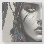 Tribal Warrior Stenen Onderzetter (Voorkant)