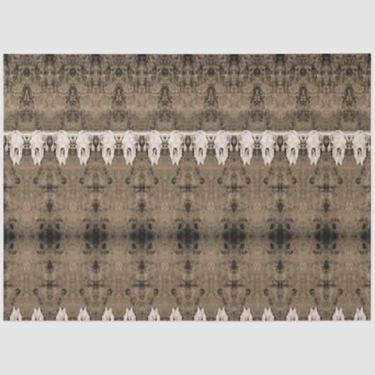 Tribal Western Pattern Sepia Bull Koe Schedel Tissuepapier (Voorkant)