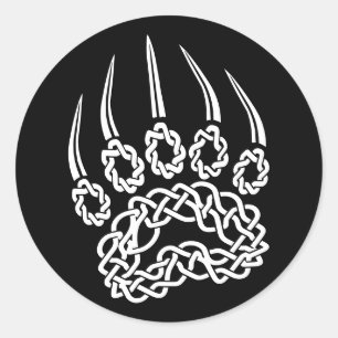 Tribal White Beer Paw Ronde Sticker