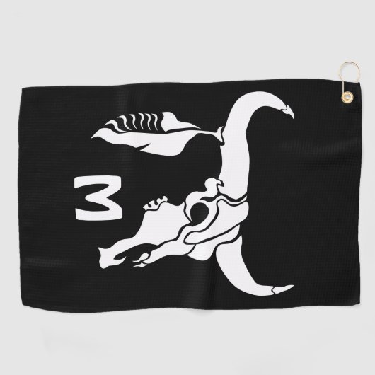 Tribal White Longhorn Bull Skull w White Feather Golfhanddoek (Horizontaal)