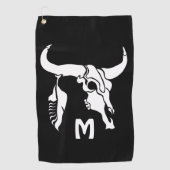 Tribal White Longhorn Bull Skull w White Feather Golfhanddoek (Voorkant)