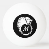 Tribal White Wolf Head Silhouette Laurel Monogram Pingpongballen (Achterkant)