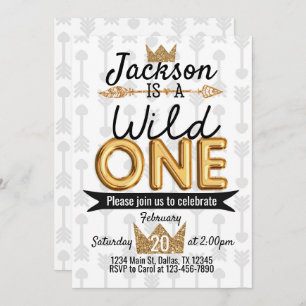 Tribal Wild One Birthday Party Invitation Crown Kaart