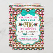 Tribal Wild One First Birthday Party Invitations (Devant / Derrière)