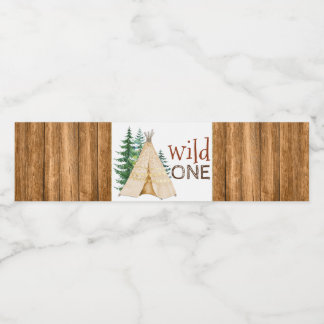 Tribal Wild One Teepee 1e Waterfleslabels Waterfles Etiket