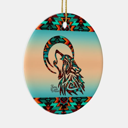 Tribal Wolf Ceramic Ornament (Rechts)