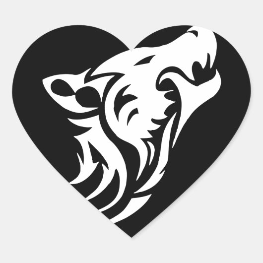 Tribal Wolf Hart Sticker (Voorkant)