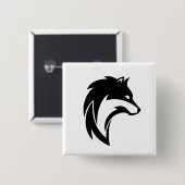 Tribal Wolf Head Silhouette Square Button (Voorkant /achterkant)