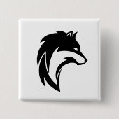 Tribal Wolf Head Silhouette Square Button (Voorkant)