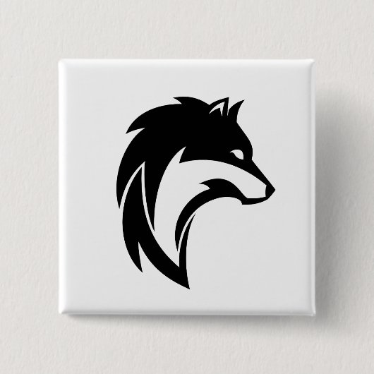 Tribal Wolf Head Silhouette Square Button (Voorkant)