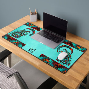 Tribal Wolf huilen bij de maan Bureaumat