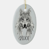 Tribal Wolf Keepomwille Jaar Keramisch Ornament (Rechts)