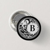 Tribal Wolf Monogram Ronde Button 3,2 Cm (Voorkant /achterkant)