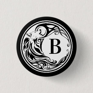 Tribal Wolf Monogram Ronde Button 3,2 Cm