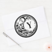 Tribal Wolf Monogram Ronde Sticker (Envelop)
