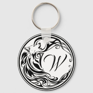 Tribal Wolf Monogram Sleutelhanger