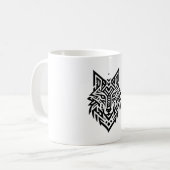 Tribal Wolf Mug – Bold Geometric Animal Design (Devant gauche)