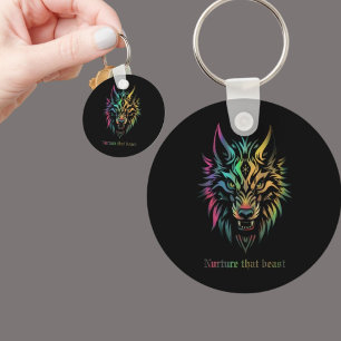 Tribal Wolf Patch - "Verzorg dat beest" Sleutelhanger