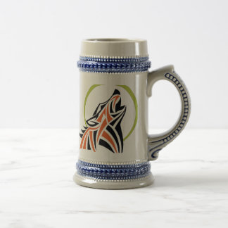 Tribal Wolf Red Black Howling Moon Beer Stein Bierpul