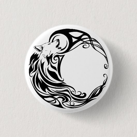 Tribal Wolf Ronde Button 3,2 Cm (Voorkant)