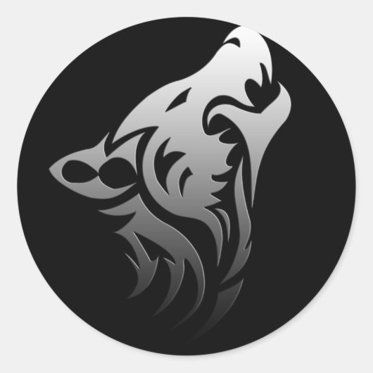Tribal Wolf Ronde Sticker (Voorkant)