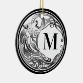 Tribal Wolf - Shaded Monogram Keramisch Ornament (Rechts)