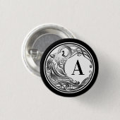Tribal Wolf - Shaded Monogram Ronde Button 3,2 Cm (Voorkant /achterkant)