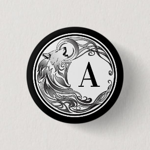 Tribal Wolf - Shaded Monogram Ronde Button 3,2 Cm