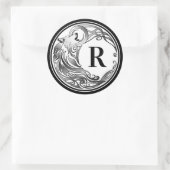Tribal Wolf - Shaded Monogram Ronde Sticker (Tas)