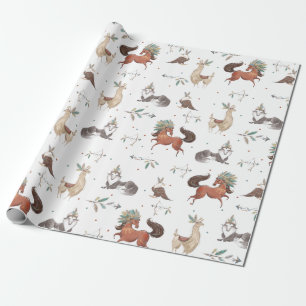 Tribal Woodland Animals Boy Baby shower Birthday Cadeaupapier