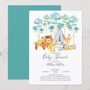 Tribal Woodland Baby shower Invitation Kaart