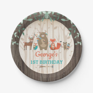 Tribal Woodland Birthday Forest Animal Baby shower Papieren Bordje