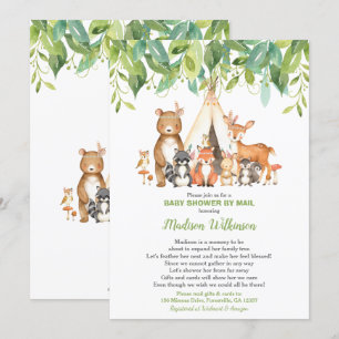 Tribal Woodland Virtual Baby shower Mail Greenery Kaart