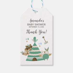 Tribal Woodland Wild Baby shower Favor Gift Label Cadeaulabel