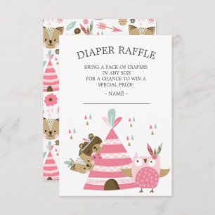 Tribal Woodland Wild Een Baby shower Luier Raffle Kaart