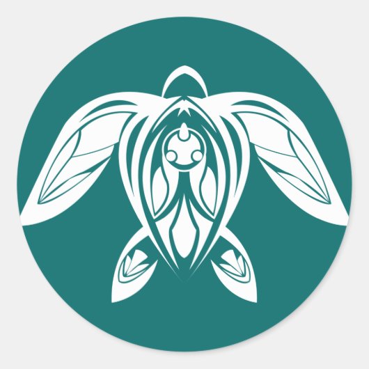 Tribal Zee Schildpad Witte Sticker (Voorkant)